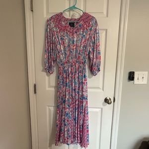 Vintage 80’s Mayeelok Abstract 100% Silk Dress